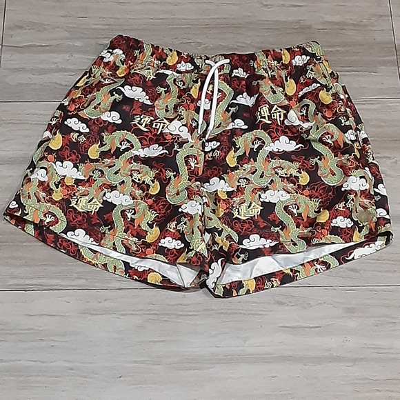 Dragon Print Black Shorts - Picture 1 of 6